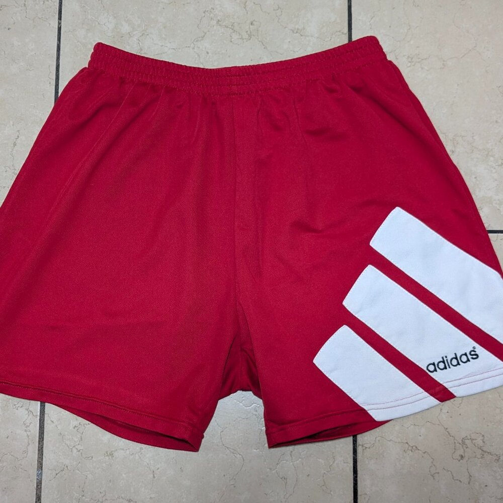 Vintage 90s Adidas Soccer Short Red Men's Large In Excellent Condition.